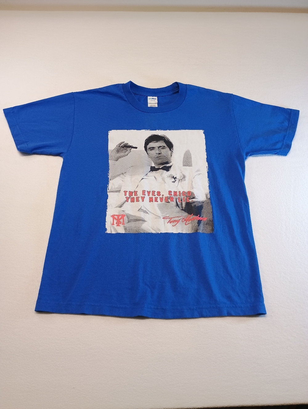 Suna Vintage Y2K 90S Blue Graphic Tee with Scarface Movie Print -